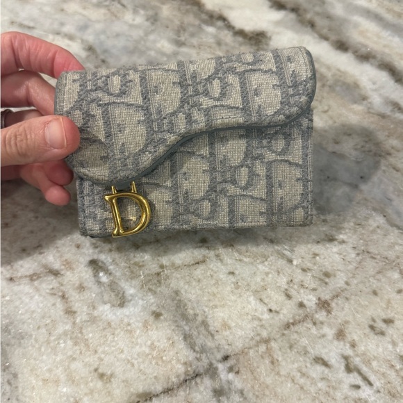 Dior Handbags - Gorgeous baby blue leather Dior Jacquard Saddle wallet